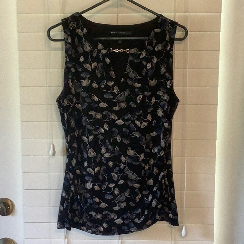 WHBM Sleeveless Top with silver neckline detail Size Medium - Picture 2 of 9